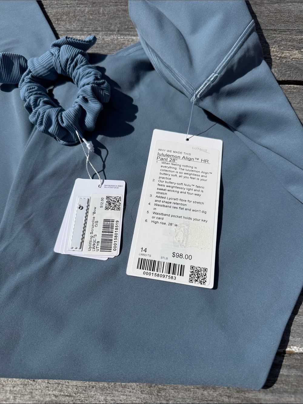 Lululemon BUNDLE Align HR 28" Leggings Steel Blue SIZE 14 Scrunchie NWT 💙 - Picture 2 of 5